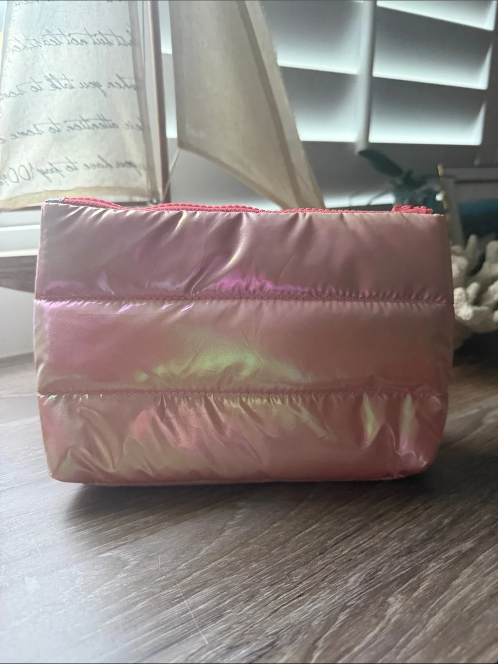 Kopari Iridescent Pink Puffer Cosmetic Pouch